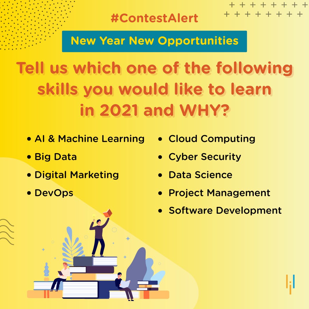 simplilearn's tweet photo. #ContestAlert Hereโs your chance to make 2021 count!
1. Answer the question as a reply below
2. Tag a friend
The most interesting answer gets you and your friend a FREE COURSE with CERTIFICATION for that skill!
Remember: Contest ends on 14 Jan, 2021 #NYNO #LetsMake2021Count https://t.co/TpMWg9z3Bf
