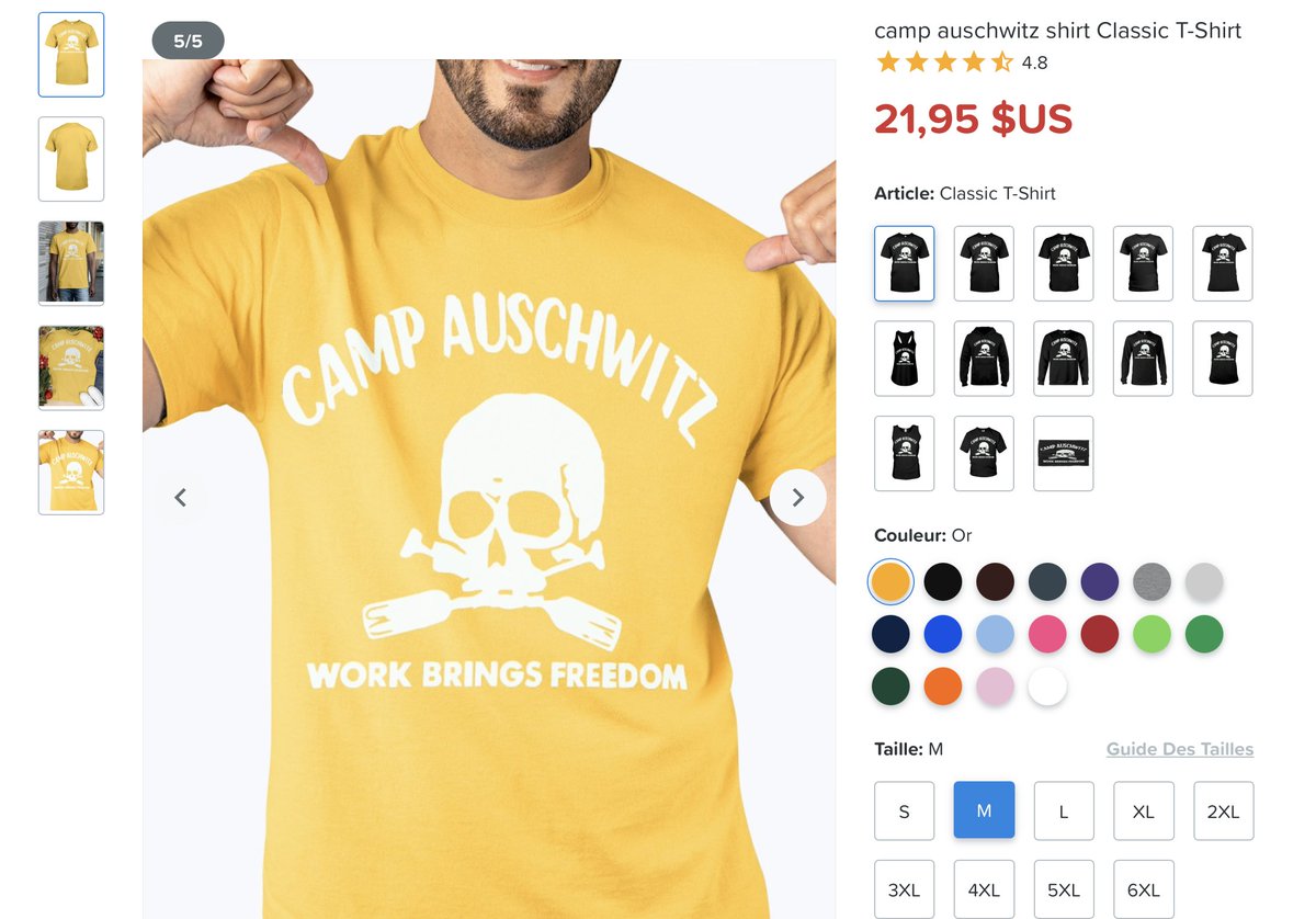 slpng_giants_fr's tweet photo. Dear @AuschwitzMuseum ...it is not just one hooded sweat...it's a whole collection 🤢

📢 à nos followers : allez sur la boutique en ligne et signalez ces contenus pour "An Acceptable Use Policy Violation" https://t.co/wFa0aDXOGs