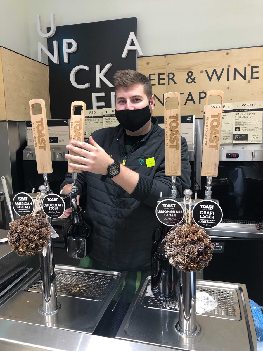 ToastAle's tweet photo. We’re making waves 🌊 in @waitrose ! 
Our Rise Up Series Lemongrass Lager (ABV 0.5%) is now on tap at #Unpacked stores. This beer is all about our oceans &amp; how it’s #TimeToRiseUp to protect them. 
Grab your growlers &amp; get some #zeropackaging beer! 
https://t.co/ydGDvYJwlR https://t.co/2Mv5fNcfZj