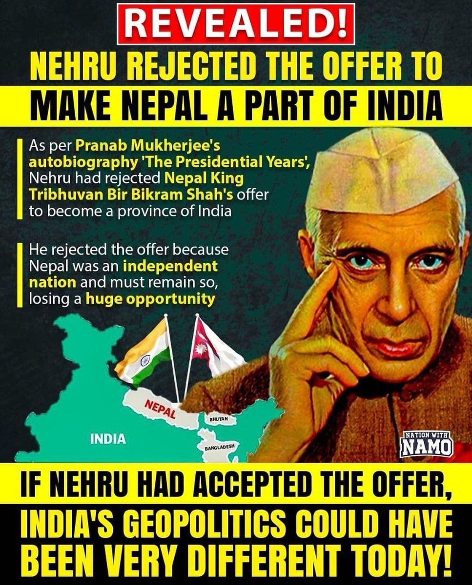 Nehru, the Prime Minister of the First #Congress of Independent India, refused without even thinking that Nepal would come by itself and stay with India. 

Again this Congress party is talking about our Indian sovereignty..!!
#ShameOnYouCongress
#CongressMukthBharat