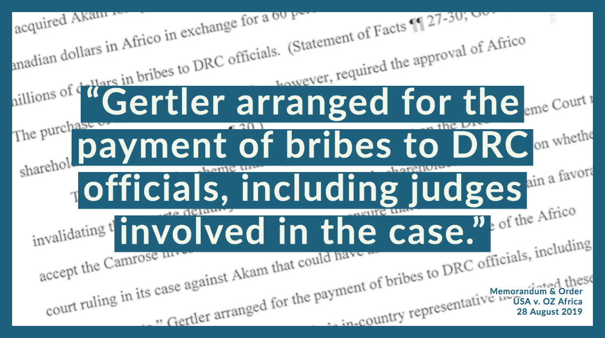 In August 2019, a US judge issued an order in a case dealing with  #corruption in  #DRC involving the subsidiary of the infamous American hedge fund Och-Ziff. Though not charged,  #DanGertler featured prominently in the court documents. (2/9)