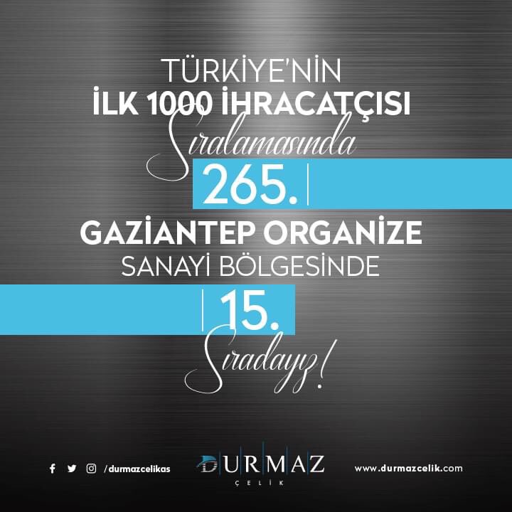 durmazcelikas's tweet photo. Durmaz İhracat ve İthalat Demir San.Tic. Ltd. Şti olarak 1998 yılından beri yürüttüğümüz ithalat ve ihracat faaliyetleri ile ülkemizin önde gelen dış ticaret firmaları arasında yer alıyoruz.
#tim1000 #2019tim #durmazcelik #celik #celiktel #galvanizlitel #levha #ihracat #ithalat https://t.co/orkFCGFBra