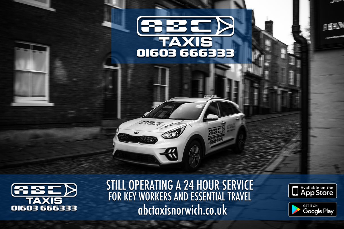 Abc_Taxis's tweet photo. UPDATE - We are still operating a 24-hour service for key workers and essential travel. Call us now on 01603 666333 or download our free booking app available on iOS & Android. #ABCTaxis #Norwich #Norfolk
Read more: https://t.co/NigY2EEB46 https://t.co/MxtQSI0DEX