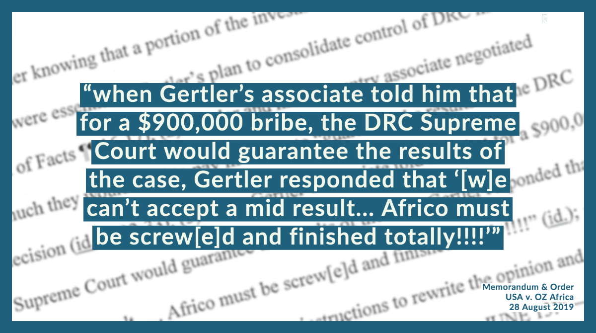 The court document reveals that Gertler paid bribes to  #DRC Supreme Court judges to take control of some of  #Congo’s lucrative mining assets. In this case it was the Kalukundi copper and  #cobalt mine owned by Canadian owned company Africo. (3/9) #corruption  #bribery  #mining