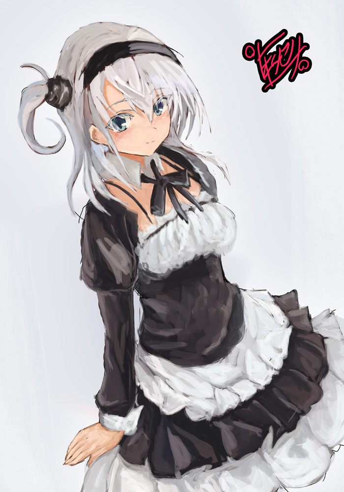suzutsuki (kancolle) 1girl solo alternate costume one side up long hair maid dress  illustration images