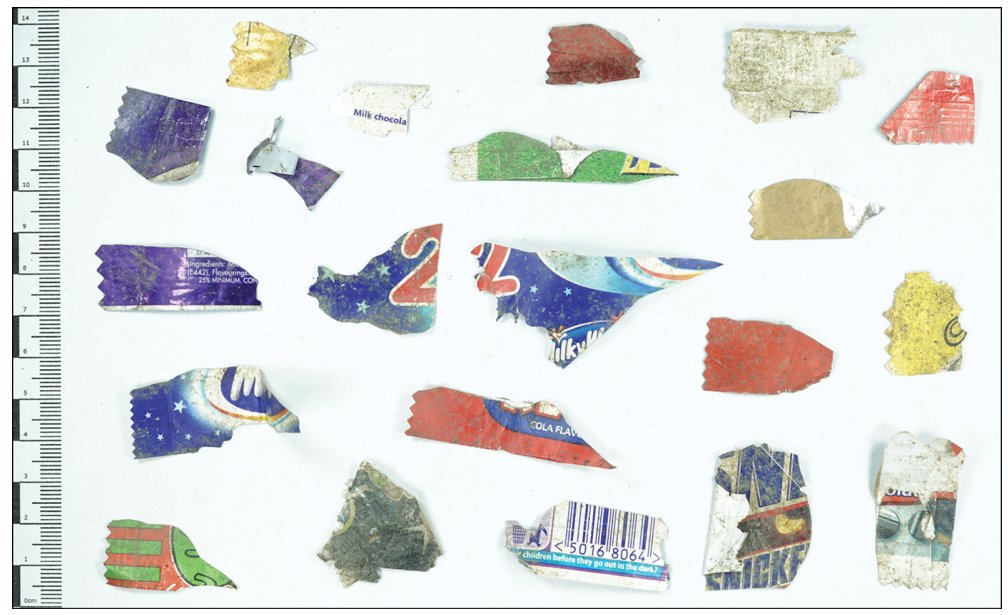 What would such finds tell an archaeologist in the future? It turns out the record from the houses was mostly driven by children, whose packed lunches often feature a lot of plastic. 8/: Sweet wrappers were a common item found