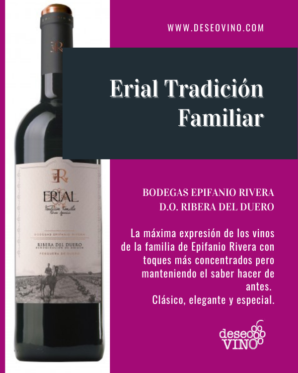 🍷 𝗘𝗥𝗜𝗔𝗟 𝗧𝗥𝗔𝗗𝗜𝗖𝗜Ó𝗡 𝗙𝗔𝗠𝗜𝗟𝗜𝗔𝗥

La máxima expresión de los vinos de la familia de Epifanio Rivera con toques más concentrados pero manteniendo el saber hacer de antes. 

Clásico, elegante y especial.

🛒 ¡¡𝗛𝗔𝗭 𝗧𝗨 𝗣𝗘𝗗𝗜𝗗𝗢!! ➡️ deseovino.com/tintos/27-eria…
