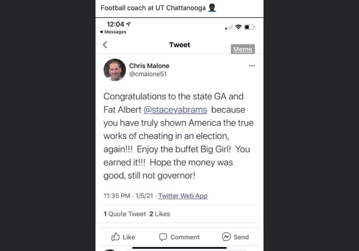 missybfake's tweet photo. Shameful ⁦@UTChattanooga⁩ https://t.co/1dNSG1E0d3