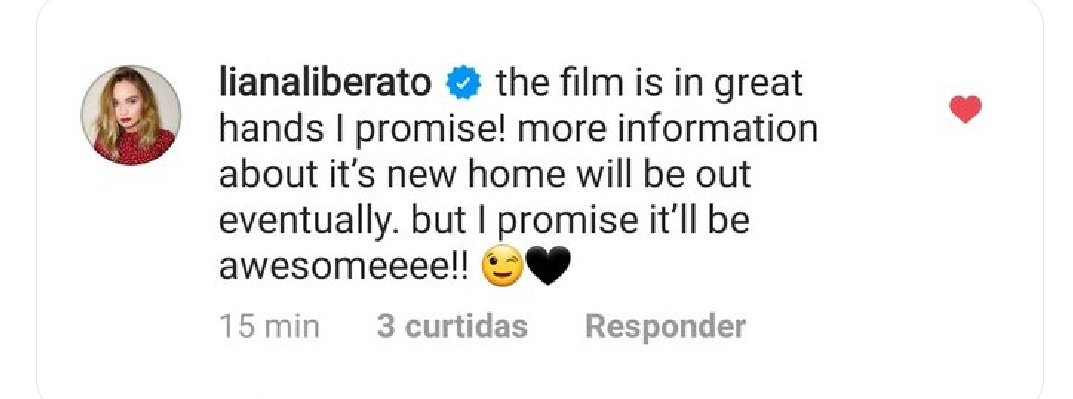 Seguimos sin noticias de #HushHushMovie pero al menos tenemos confirmación por parte de <a href="/LianaLiberato/">Liana Liberato</a> (quien interpretará a Nora) de que el proyecto sigue adelante y está en buenas manos. Será increíble, según dice🤞

(Cr: @HushHushBR_)