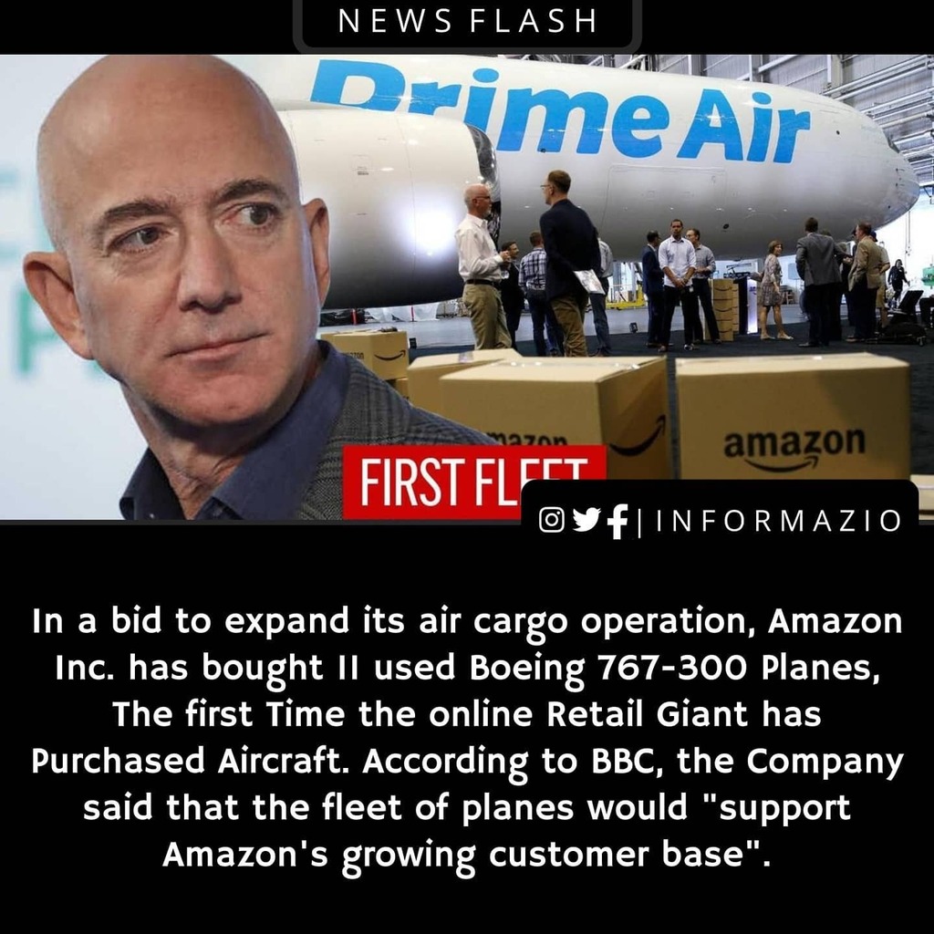 informazio_'s tweet photo. #Amazon #jeffbezos #cargo #flights #SpeedDelivery #business #informazio #informazio_newsflash
.
.
Never want to miss an update?
Follow @informazio_ for Latest News updates, Tech, Covid-19 Updates & Facts
.
.
#usa #america #unitedstates #amazonprime #ama… https://t.co/JK9CVehOPL https://t.co/in1pKRhaXB
