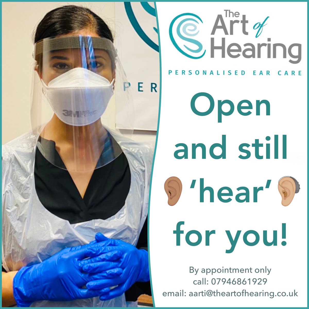 The Art of Hearing is open and ‘hear’ for you 

#theartofhearinguk
#personalisedearcare #hearingloss #hearinghealth #hearinghealthcare #healthcare #hearing #london #southwoodford
#covid #nationallockdown #lockdownlondon #lockdown #staysafe #covid_19 #lockdown2021 #lockdownhealth