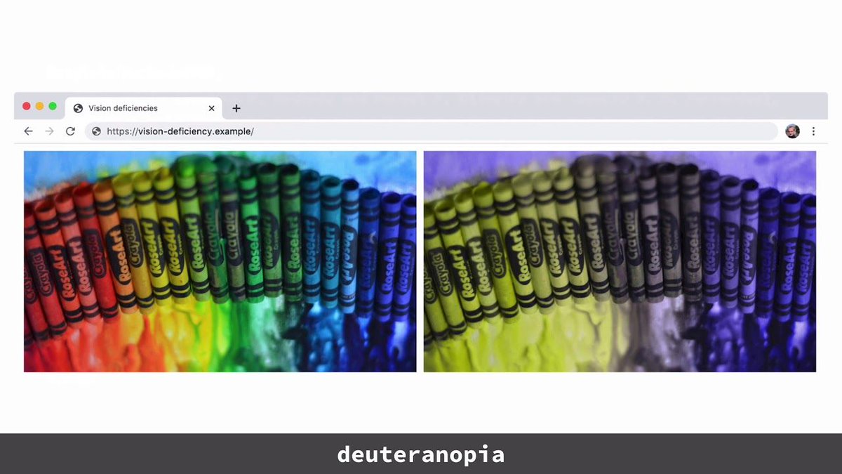 Mathias Bynens (<a href="/mathias/">Mathias Bynens</a>) explains how the Chrome DevTools team implemented color vision deficiency simulation by combining HTML/CSS/SVG knowledge with C++. cssw.io/vision-deficie…