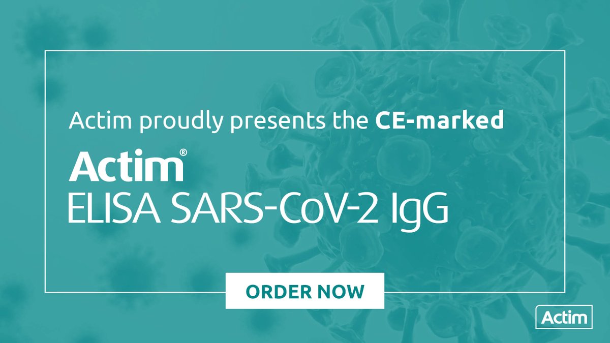 ActimTests's tweet photo. Actim ELISA SARS-CoV-2 IgG test is officially and commercially available - the test is CE-marked. The outstanding sensitivity 96% and specificity 98% makes the test one of the most reliable #COVID19 tests on the market – order now: https://t.co/D9NfdECSyg https://t.co/mFbThkYJVP