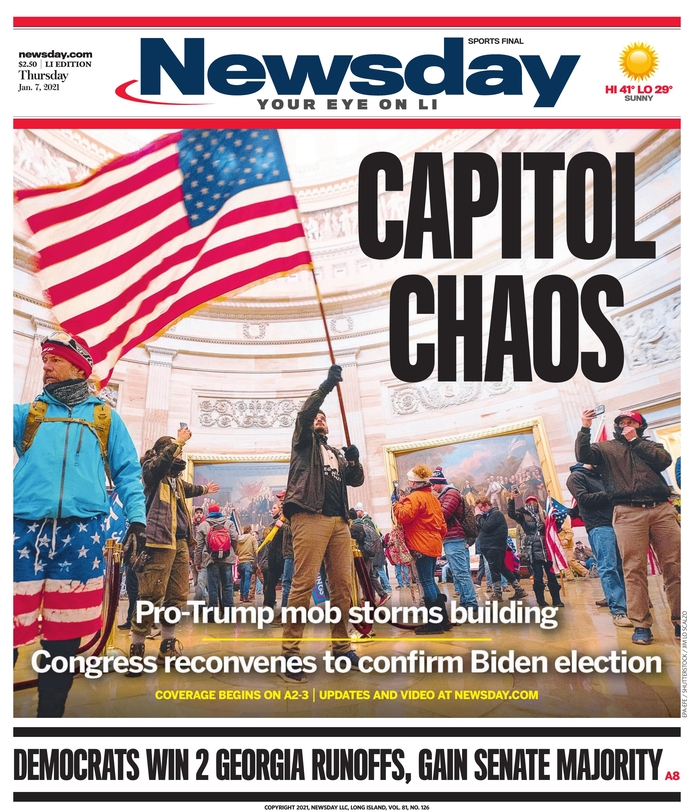 Poynter's tweet photo. On front pages after pro-Trump mob storms Capitol: ‘Chaos,’ ‘Insurrection,’ a ‘Sad day for America’
https://t.co/nQ8dAmqOE3 https://t.co/5LAz2n8kjt