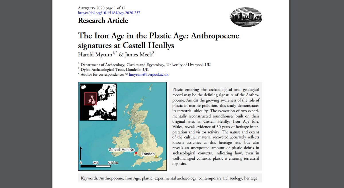 Future archaeologists will have to sort through the remains of thousands packed lunches. Read more in the original research, it's  #OpenAccess'The Iron Age in the Plastic Age: Anthropocenesignatures at Castell Henllys'   https://doi.org/10.15184/aqy.2020.237