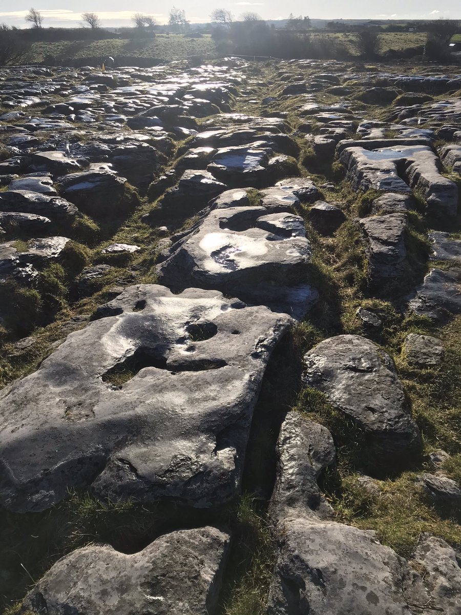 Wonderful patterns on the limestone pavement caused by winter sunshine