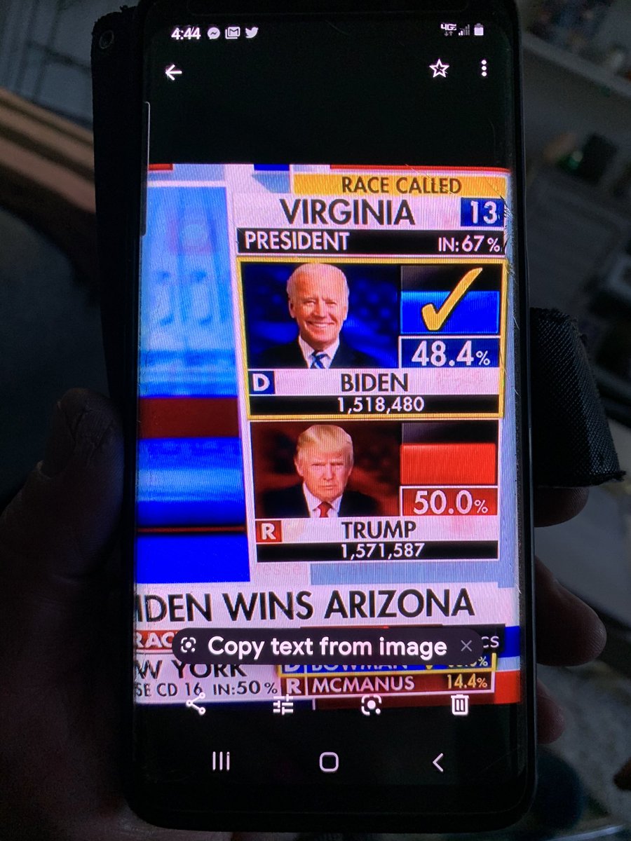 CapuozzoLori's tweet photo. They gave Biden Virginia and called it when Trump had more votes Look at it This was a stolen election https://t.co/szwjuskSrq