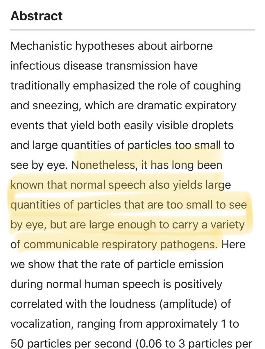 4/ Why? Because we know that even normal speaking emits aerosols. We know that both droplets & aerosols contribute to spread of  #covid19Earlier in the year, when masks were in short supply, we were told to either not even wear a mask or wear cloth masks https://www.nature.com/articles/s41598-019-38808-z