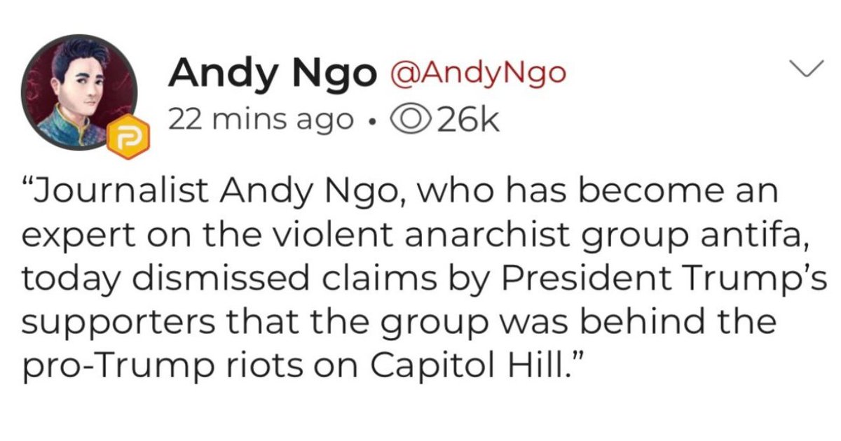 20) Here we have dickweasel Andy Ngo admitting it was not Antifa. If you're familiar with Andy's "work", he blames everything on Antifa.