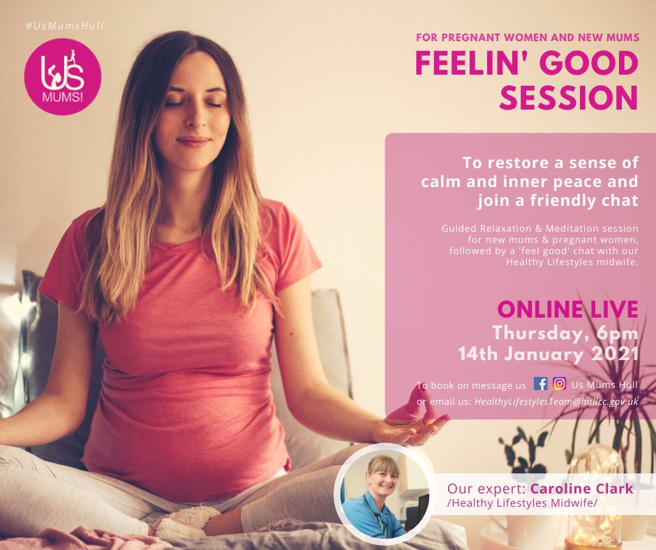 If you're a new mum or expecting a baby join this free Feelin' Good session. Guided visualisation &amp; relaxation, gentle stretching to promote mental and physical health and Q&amp;A  chat with healthy lifestyles midwife. #maternity #pregnancy <a href="/HullMvp/">HullMVP</a>