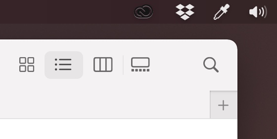 Capeman29's tweet photo. @Adobe
 Hey, just an FYI. Big Sur has been out for months now. Might be time to update your menu bar icon. Ya know, a little design consistency from the top creative company in the world would be nice. https://t.co/K1nBIKJZhE