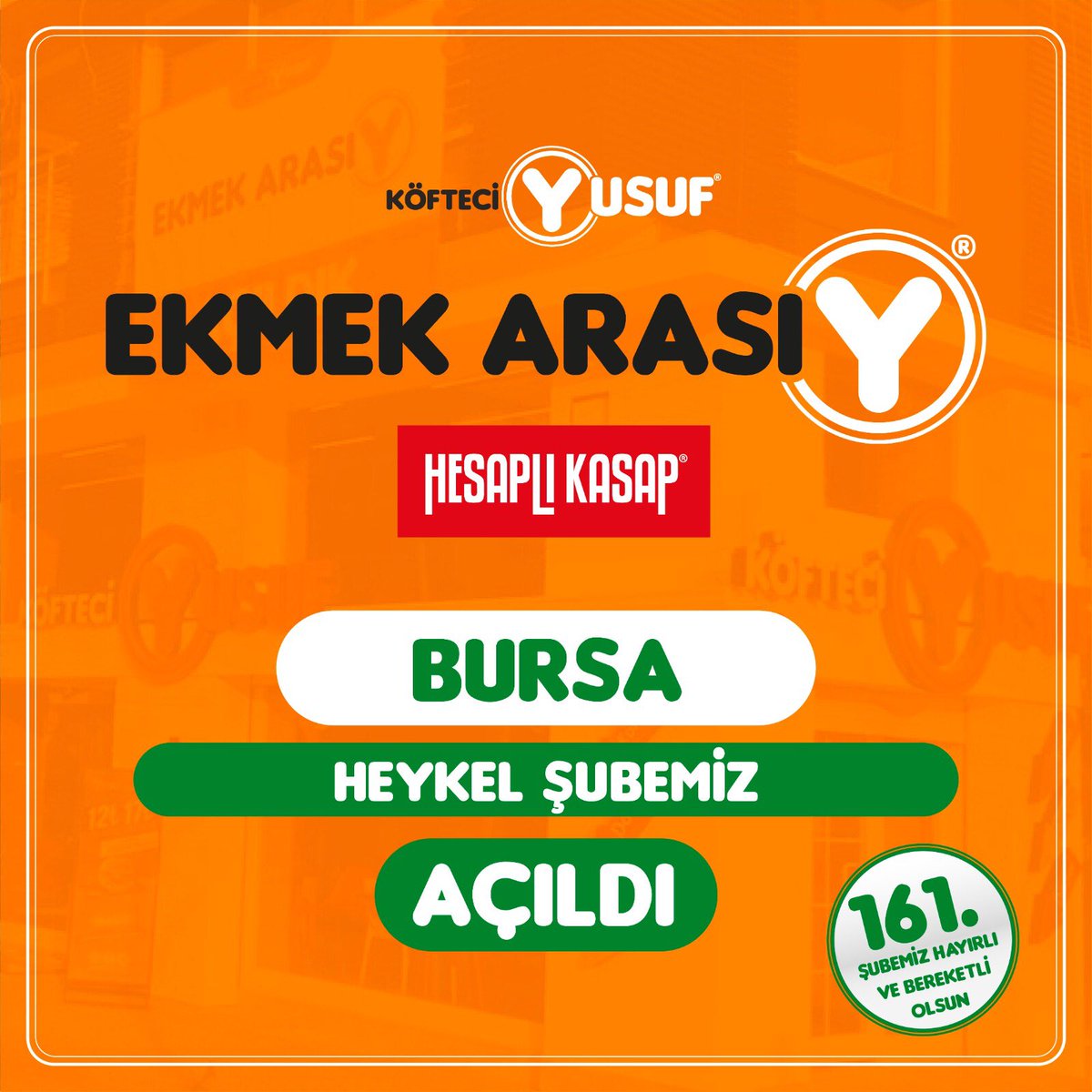 kofteciyusuftr's tweet photo. Bursa Heykel Şubemiz Açıldı..
#köfteciyusuf #hayatıtadındayaşa #gerçeklezzetgerçekfiyat #Türkiye  #lezzetli #hesaplıkasap #dönery #yusufburger #burgery #dürümy #yolboyulezzetleri https://t.co/IrRW0PczHg