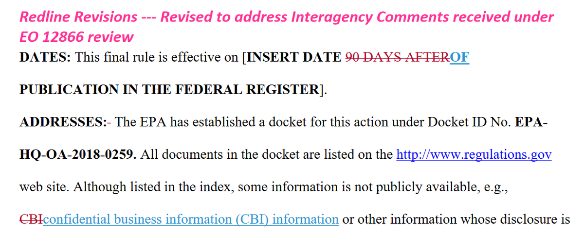 Because when  @EPA sent OIRA the  #censoredscience rule for review,  @EPA said the rule would take effect in 90!! days NOT immediately. Of course it was changed to effective immediately because  @EPA and Trump Admin realized they were running out of time after Trump lost