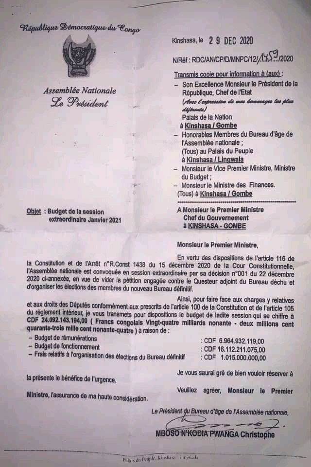 FreddyTendilon5's tweet photo. #RDC:J'invite civiquement le Ministre des finances @SYalaghuli de ne pas répondre favorablement à l'escroquerie financière orchestrée par le bureau d'âges de l'Assemblée Nationale durant cette session extraordinaire. A bas le banditisme financier dans nos institutions! https://t.co/R6TxE03GgD