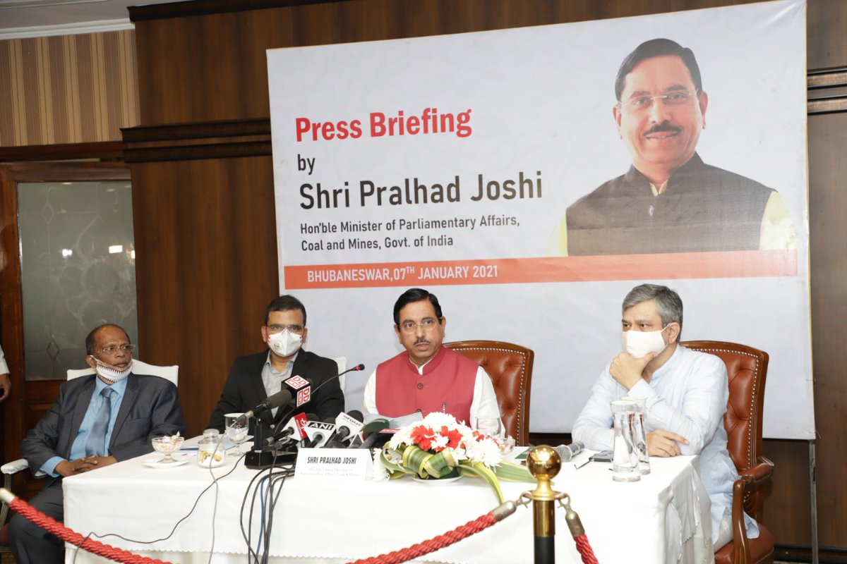 JoshiPralhad's tweet photo. Briefed media in Bhubaneswar, Odisha today. Talked about the roadmap to scale up exploration and mining activities in the State. https://t.co/WgAem0SOpU