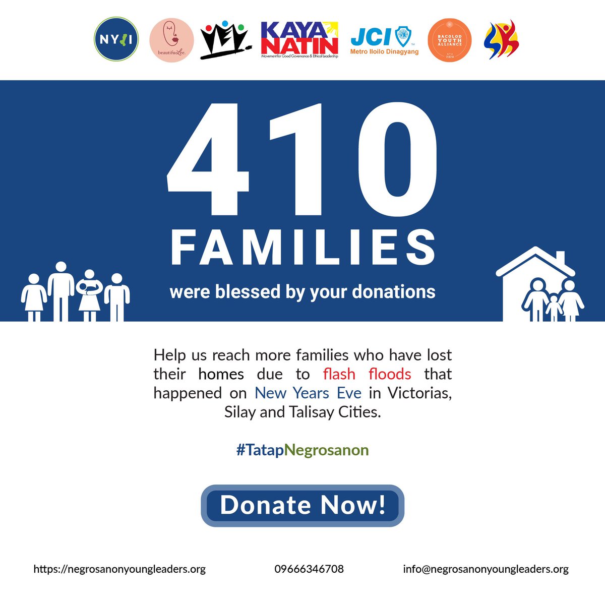 nyliinc_ph's tweet photo. Your help has ignited 410 hopes! 

And YES! You can still give! Your help can go a long way to helping a family in need—whether cash or in-kind. 

Donate today! 

Know more about the initiative here: https://t.co/LR2jidutGo

#ReliefPh #NegrosNeedsHelp #ReliefNowPh https://t.co/OlmPrsn8wU