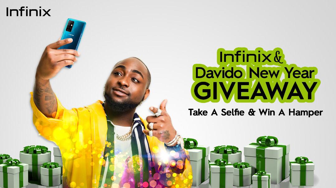 davido's tweet photo. So @InfinixNigeria and I will be giving 100 lucky 30BGXInfinixGang winners hampers for the New Year in a #InfinixAndDavidoNewYearsGiveaway
Using the hashtag and any Infinix device, post a watermarked selfie and your no.1 New Years resolution and you can be one of the 100 winners! https://t.co/cXfysV0Eyu