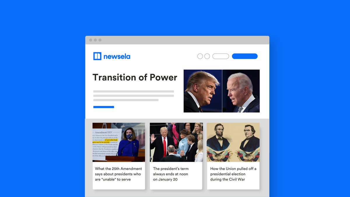 Why are peaceful transitions of power important?

What role can different branches of government, the media, and the American people play in securing a peaceful transition of power?

Give students some extra perspective with this Text Set: newse.la/3bfU81M