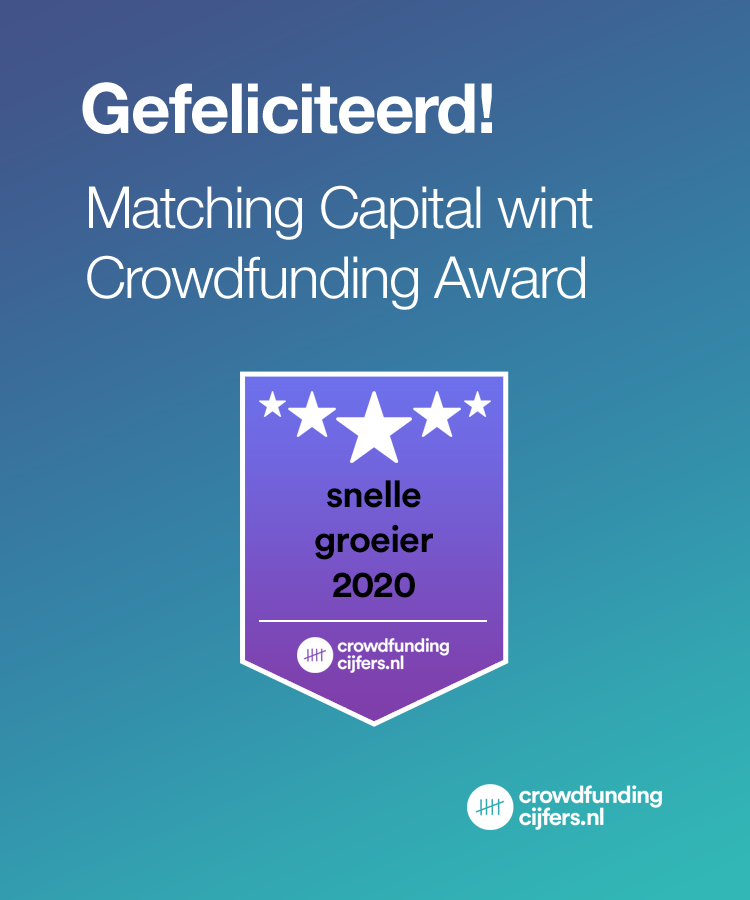.<a href="/MatchingCap/">Matching Capital</a> maakte in 2020 een spectaculaire groei mee en wint een Crowdfunding Award als ‘snelle groeier’. Gefeliciteerd! Meer over de awards: crowdfundingcijfers.nl/crowdfunding-a… #crowdfunding