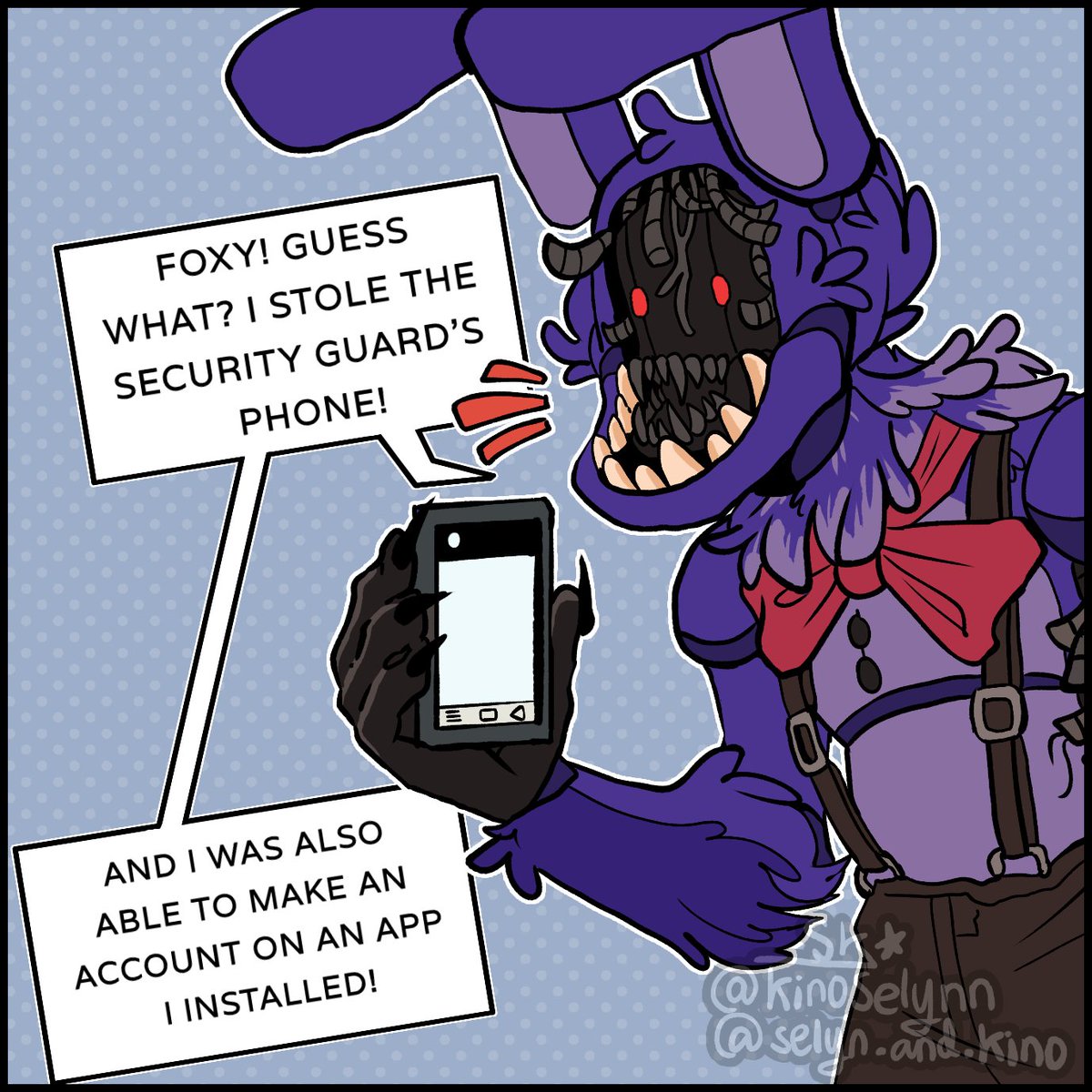 KinoSelynn's tweet image. bonnie's new phone

1/3

#FNAF #fivenightsatfreddys #witheredbonnie #witheredfoxy