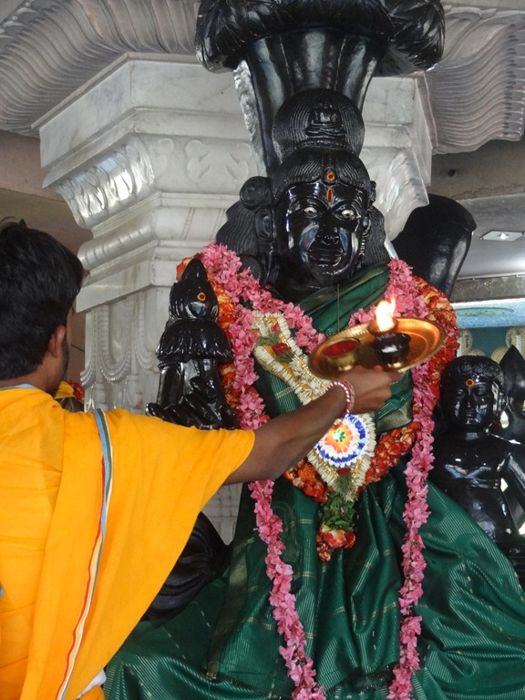 The next goddess is "Kushmandini Amman" She is also known as Ambikā Devī and is the Yakṣhini, "dedicated attendant deity" or Śāsana Devī, "protector goddess" of the 22nd Tirthankara, Neminatha She is very popular across India & enjoy a great devotion among layman