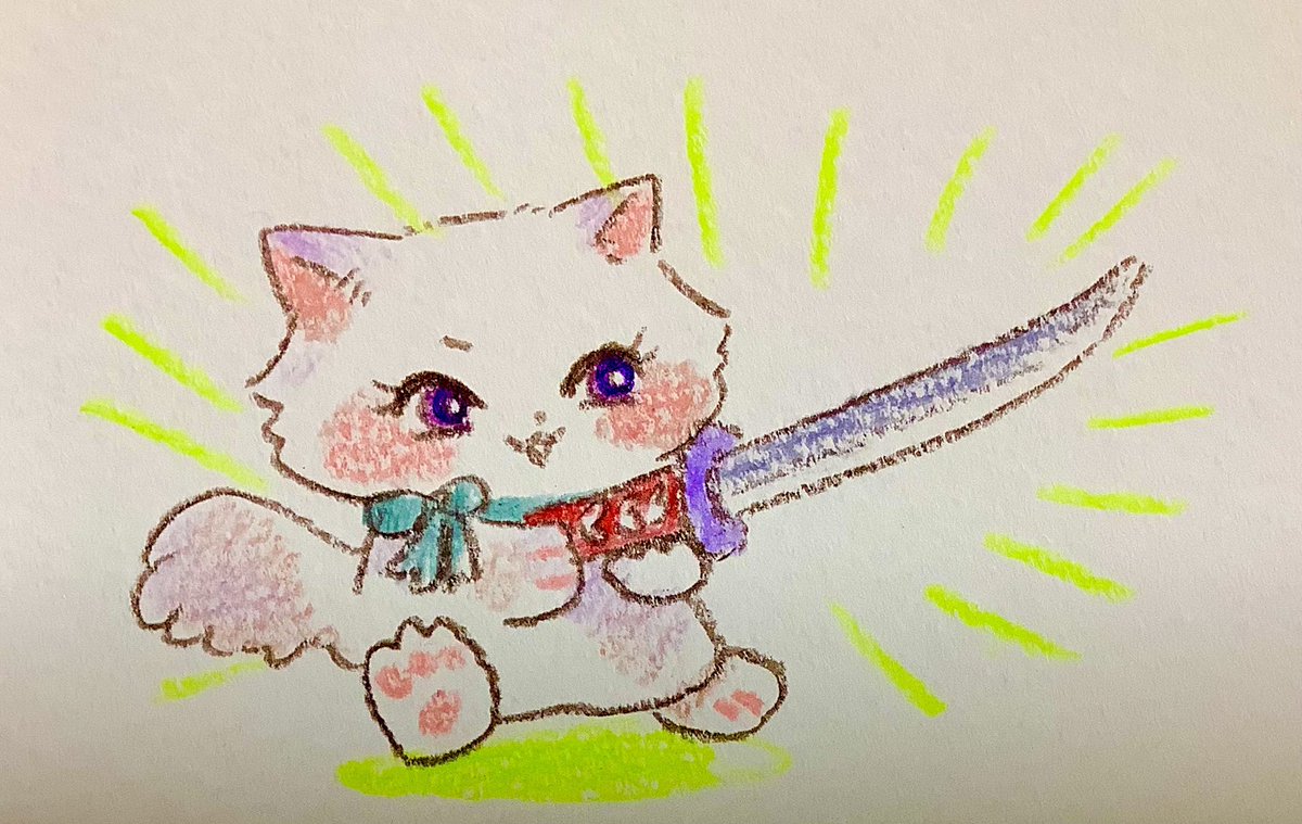sword weapon no humans cat traditional media holding purple eyes  illustration images