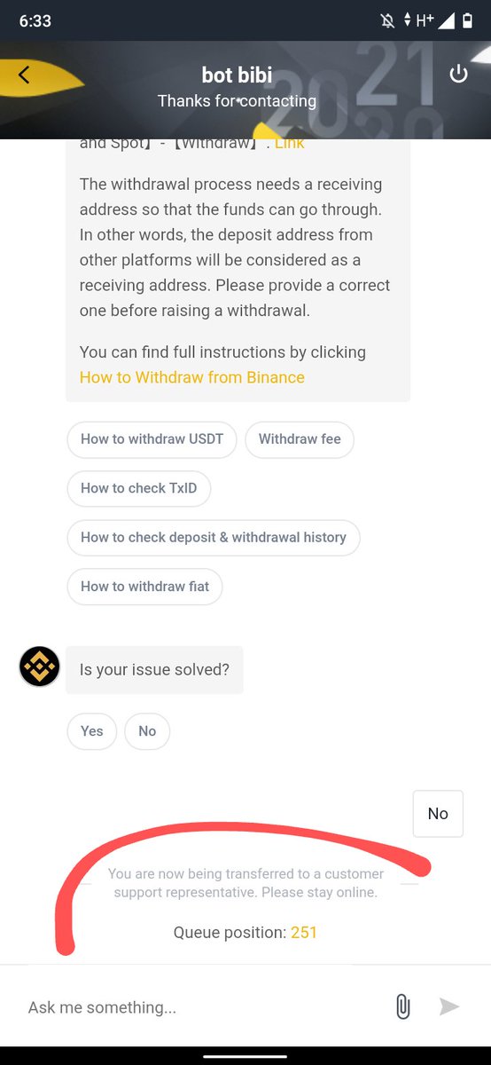 lordshenv's tweet photo. @cz_binance binance is making tens of millions per day but still act poor when it comes to customer support answer honestly will you wait 8 hours for this 251queue to end only to hear that i am not a senior and let me transfer you to our senior CS which will take another 8hours https://t.co/uNIPZAtj74