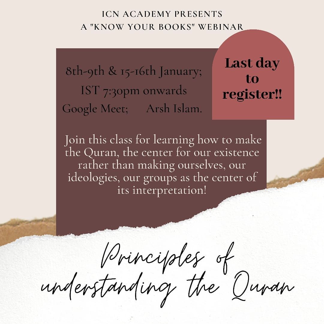 imaancentral's tweet photo. Join this class for learning how to make the Quran as the center for our existence rather than making ourselves, our ideologies, our groups as the center of its interpretation!

Last day to register here-
https://t.co/BLPMnOACrf https://t.co/0IHOqUZG3u