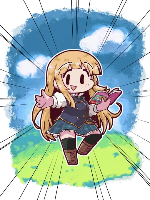 クリスタのフィルター機能のダウンロードをして色々試してた昨日のアンちゃん。なにかしらが昨日と違う。集中線もフィルター機能。 