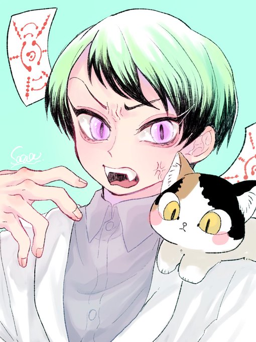 ちｬなﾁｬ‼️さんがTwitterに投稿した愈史郎(鬼滅の刃)のイラスト。