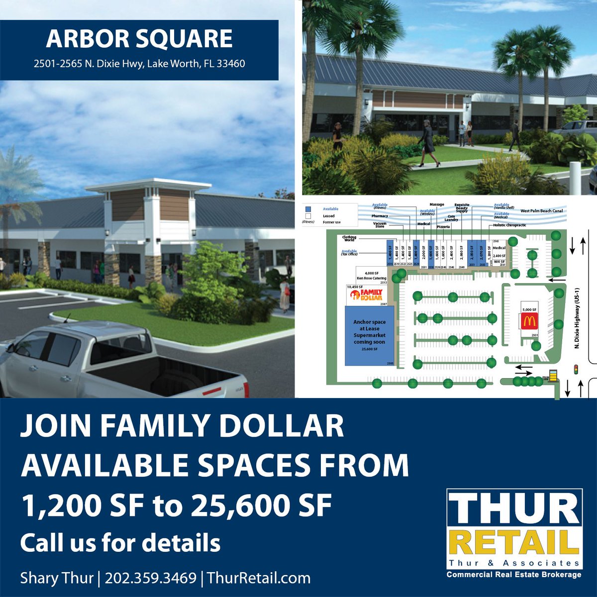 ThurRetail's tweet photo. Join Family Dollar into Arbor Square before the Multi Million Dollar renovation to take advantage of the great rates! Center is in Lake Worth, FL. Contact us: 561.395.2441. #Retail #CRE #RealEstate #SiteSource #CommercialRealEstate #Florida #ThurRetail https://t.co/fK85CNaBBw https://t.co/HdZKvIA4z8