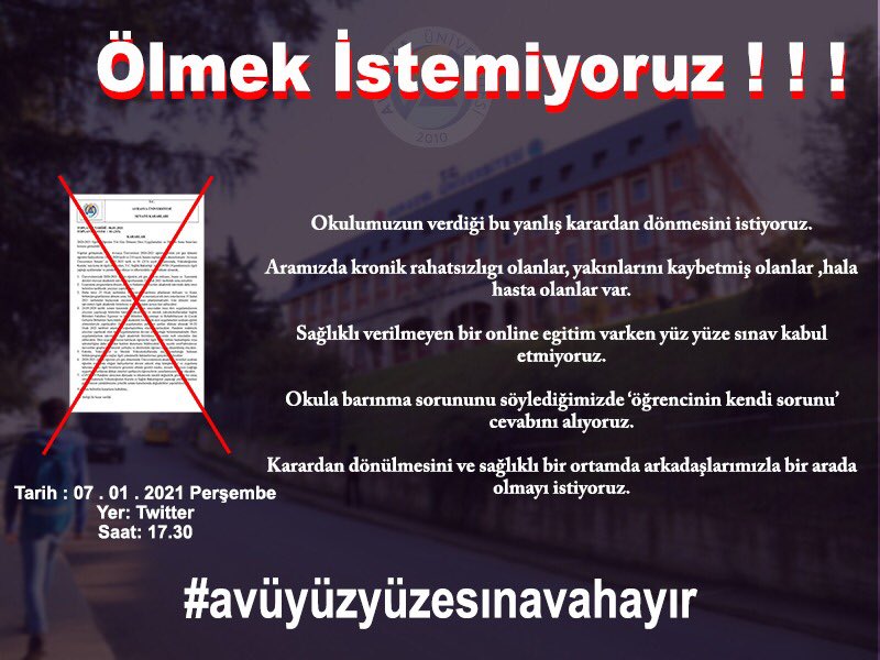 #Avüyüzyüzesınavahayır #avueyuezyuezesınavistemiyoruz #AvueYuezYuezeSınavİstemiyor #avüyüzyüzesınavistemiyor #avüyüzyüzesınavistemiyoruz