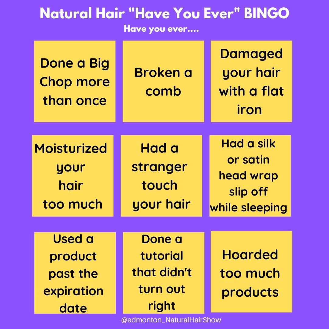 NaturalHairEdm's tweet photo. Who's up for some BINGO fun?! Come on fam! Check boxes on your story and tag us! 😁✏️
.
#bingo #haveyouever #naturalhair #enhs https://t.co/JoiffeOmj1