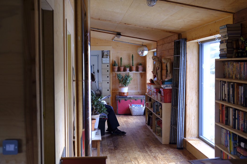 I know it is an odd shape for a house. But it’s a very common shape for many of the sheds around Rogart. Upstairs we have a big landing/playroom/open space. The children’s rooms are a bit like monastic cells & small, with a platform to sleep on above their desks.
