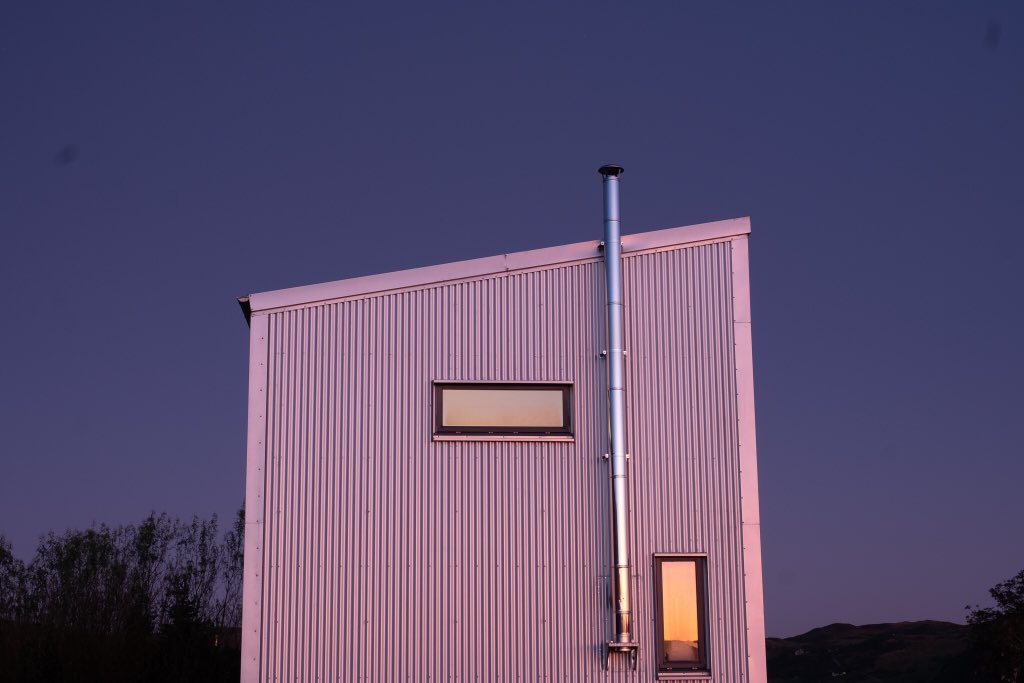 I know it is an odd shape for a house. But it’s a very common shape for many of the sheds around Rogart. Upstairs we have a big landing/playroom/open space. The children’s rooms are a bit like monastic cells & small, with a platform to sleep on above their desks.