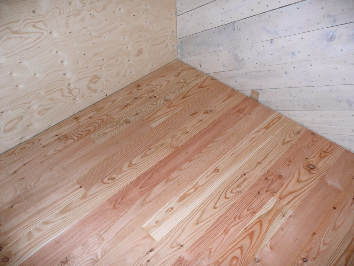 Our flooring is local larch, from Lairg. Milled, dried & planed at Cromartie Timber, Strathpeffer. We laid it ourselves. It’s beautiful. (I hate carpets). Very nice on bare feet & easy to clean, especially when the cat’s been doing ‘art’...
