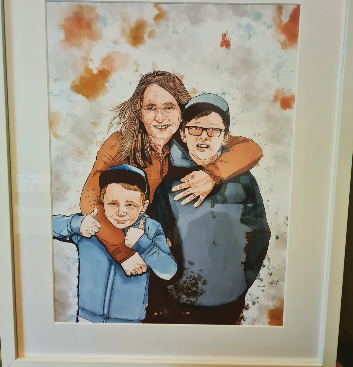 MamiB's tweet photo. Anwybyddu ffaeleddau'r byd heddiw i ddathlu penblwydd dan glo. Diolch @robbiebrewster am fy anrheg hyfryd. All the best presents are home made with love. Thanks to my talented husband. #penblwyddhapusifi #newworldcreative #illustration #celf #talentcymru https://t.co/d674Cud8GX https://t.co/vTi5ZGVSAh