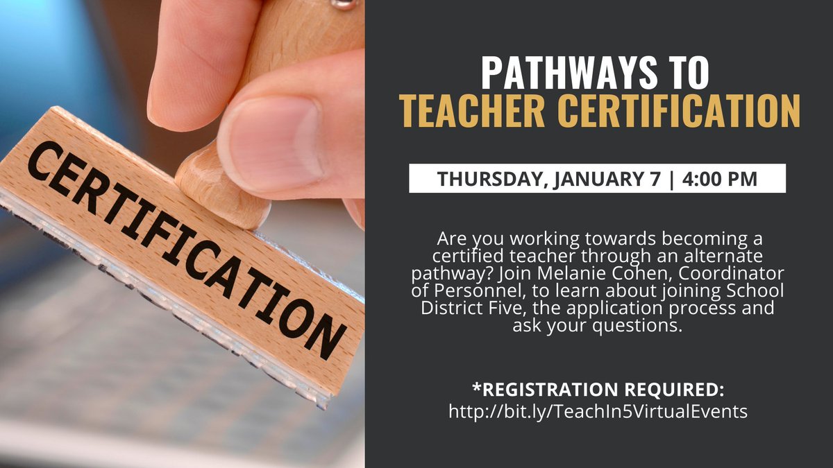 Are you hoping to change careers and become a teacher? Join me today to learn about programs offering alternative certification. Join me so you can #TeachIn5