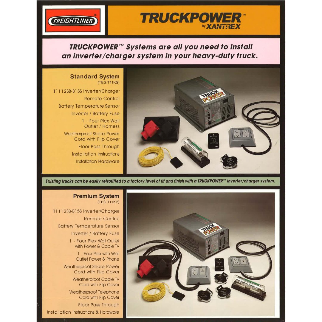 nteanews's tweet photo. #TBT Back in the late 90s and early 2000s, @Xantrex became the first inverter company to design inverter/charger systems for heavy duty truck manufacturers such as #Freightliner. #FREEDOMinverter https://t.co/9LElMokSTZ https://t.co/NMG7nl9Dpq