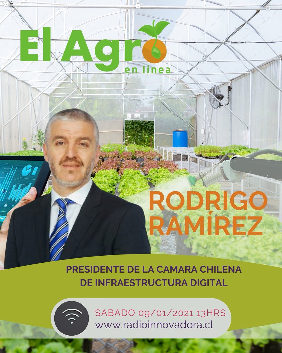 Este Sábado 9 de enero 13hrs partimos nuestra tercera temporada de #elagroenlinea con un tremendo invitado <a href="/rodrigo_ramirez/">Ramírez Pino</a> Presidente de <a href="/IDICAMChile/">Cámara Chilena de Infraestructura Digital</a> hablando sobre el 5g y su impacto en la agricultura 🚜 tema apasionante!!!!
